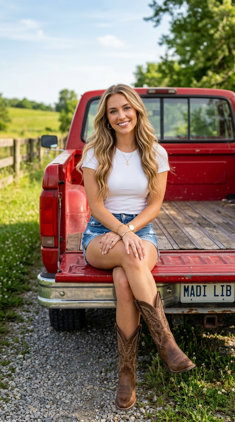 Denim and boots at the tailgate
